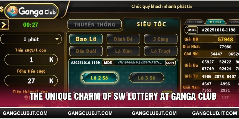 A lively lottery screen lighting up the Ganga Club gaming dashboard