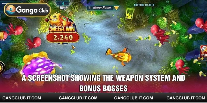 A screenshot showing the weapon system and bonus bosses