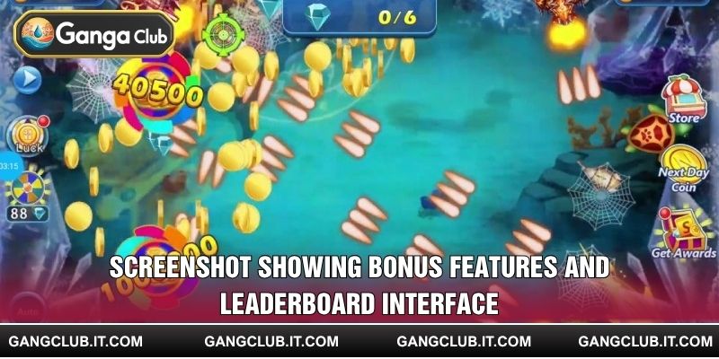 Screenshot showing bonus features and leaderboard interface
