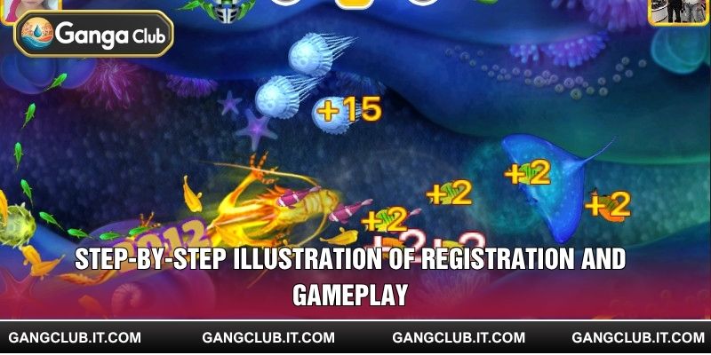 Step-by-step illustration of registration and gameplay